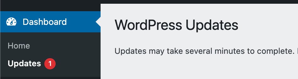 Updates notification on the wordpress dashboard